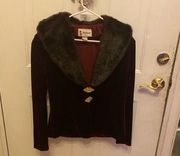 ASPEED burgundy velour jacket with rhinestone clasps size M