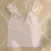 H&M  White V Neck Ruffle Tank Top