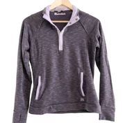 Avalanche Sweatshirt Women's Pullover Quarter Snap Front Gray Lavender