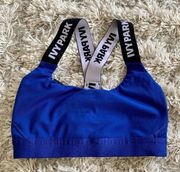 Royal Blue Black/White Cross Back Strap  Sports Bra