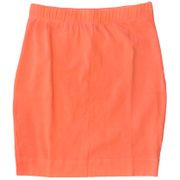 New  Pull On Mini Skirt Cotton Blend Knit Neon Orange