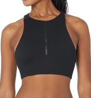 Collective Black Fitted Zip Up Sports Bra Crop Top Sz Xs