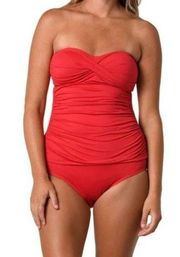 Jantzen red ruched tummy control one piece swimsuit 10