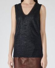 Reiss Ona Metallic Black Sleeveless Top S