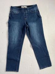 Soft Surroundings Dark Wash Elastic Waist Skinny Pull On Jeans Size P Large