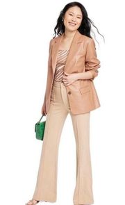 NWT A New Day Faux Leather Tan Camel Double Button Neutral Blazer Jacket Size 3X