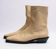 ZARA  Real leather  beige western style ankle boots