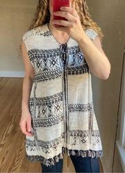 Free People sweater vest fair isle fringe intarsia NEW small