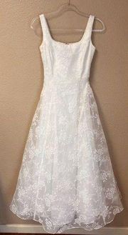 Jessica McClintock Gunne Sax VTG Sleeveless Sheer Velvet Floral Wedding Dress