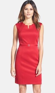 Angular Neckline Scuba Sheath Dress