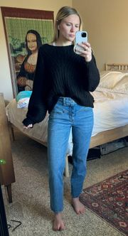 Black Fuzzy Cropped Sweater