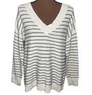 Westport Dressbarn chunky knit v-neck stitch detailed oversized sweater size XL