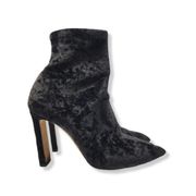 Jimmy Choo Louella 100 Crushed Velvet Ankle Heeled Sock Booties Black Size 37.5