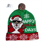 NWT Christmas Pom Beanie “Happy Holla Days” Unisex Winter Hat
