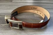 Brighton Brown Leather Belt Size M Buckle Western Vintage Silver