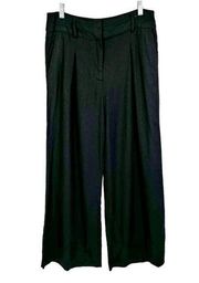 1960 Black Linen Blend High Rise Wide Leg Pants Trousers Size 8