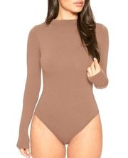 NWT Naked Wardrobe Brown Long Sleeve Bodysuit