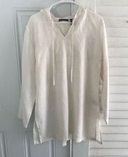 Liz Claiborne long sleeve hooded swim/beach coverup linen size large