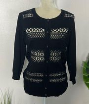89th & Madison • floral open lace crochet cardigan sweater
