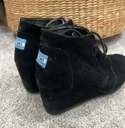 Black Suede Wedge Booties