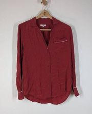 Equipment 100% Silk Long Sleeve Button Down Blouse Size XS Preowned FLAWED DIY