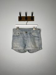 Rag & Bone Light Wash Rolled Cuffed Denim Jean Shorts