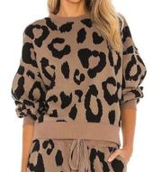 Pistola Misha leopard balloon sleeve crew neck pullover sweater women’s size XS