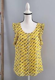 Jones Wear Sleeveless Ruffle Polka Dot Button Down Top 8