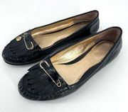 Vintage Coach Johana Black Leather Safety Pin Loafers Size 8B