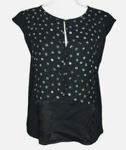 Robert Rodriguez Dot Print Keyhole Sleeveless Blouse Black Size Small