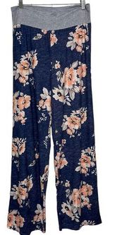 Floral Wide Leg High Waisted Soft Loungewear Comfy Pajama PJ Pants Size Medium