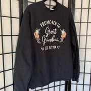 Great Grandma Floral Crewneck Sweatshirt Pullover Black Large