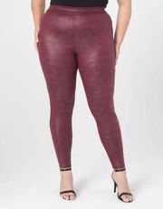 Lane Bryant  Purple Burgundy Faux Leather Stretch Pull On Skinny Pants 14 / 16
