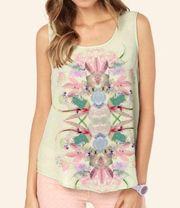 Blu Pepper Green Floral Tank Top (S)