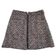 Parker A-Line Multicolor Metallic Tweed Boucle Zip High Waist Mini Skirt Medium