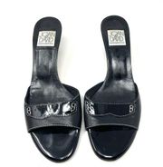 JOAN & DAVID black leather heel slides, made in Italy, size 7.5