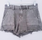 Aqua Washed Olive Distressed Shorts