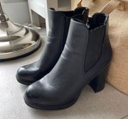 black high heel booties