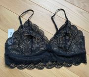 NWT  Bralette Black Nude Lace Medium