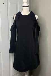 Ted Baker cold shoulder ruffle Siiara black long sleeves dress size 6