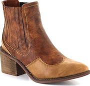 Seven7 Women Tuxedo Tex Western Cowboy Vegan Leather Heleed Boot Brown/Tan