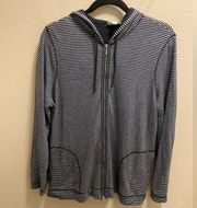 J. Jill Striped Hooded Full Zip Sweatshirt