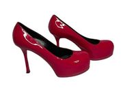 Womens YSL Yves Saint Laurent Tribtoo Patent Fuchsia Hot Pink Pumps Heels 36.5