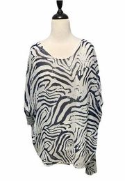 Simply Noelle Wild At Heart Zebra Blouse Blue XXL