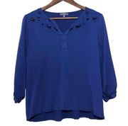 Stitch Fix Market & Spruce Rayon Blouse Royal Blue Cutouts Office Flowy | Medium