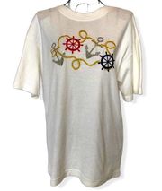 Vintage Nautical baker & co. Embroidered Short-sleeve Nautical T-shirt Medium