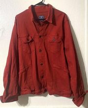 Lucky Brand Blue Jeans Of America Jean Jacket Womens XXL Red Button Up Winter