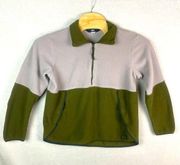 REI Co-Op Fleece Polartec 1/4 Zip Jacket Sweatshirt Snap‎ Pockets Green/Gray