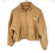 Set Active x Revolve  1/2 Zip Cropped Pullover Sweatshirt Tan Womens Size L