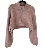 SKIMS COZY KNIT CROPPED PULL OVER IN ROSE CLAY SIZE SMALL MEDIUM TEDDY JACKET